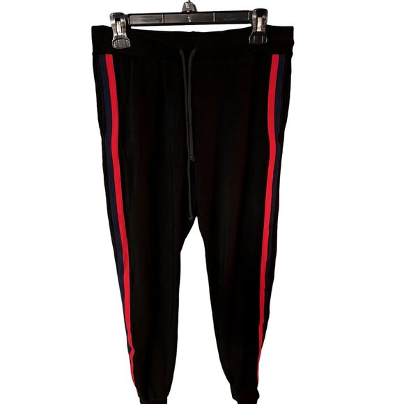 Vlvt Striped Jogger Sweatpants in Black with Red/Blue Stripes Size Medium - Picture 1 of 9